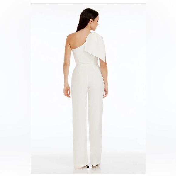 Dress The Population White One-Shoulder Tiffany Jumpsuit White Large NWT - Picture 4 of 14